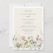 Moderne Aquarellfarben-Wildblume Blumenblauer Hoch Einladung (Vorderseite)