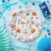 Moderne Aquarellfarben-Wildblume Blumenmuster Pappteller (Party)