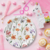 Moderne Aquarellfarben-Wildblume Blumenmuster Pappteller (Party)