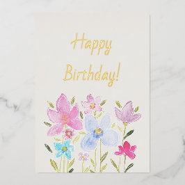 Moderne Aquarellfarben-Wildblumen beleben Einladun Folieneinladung