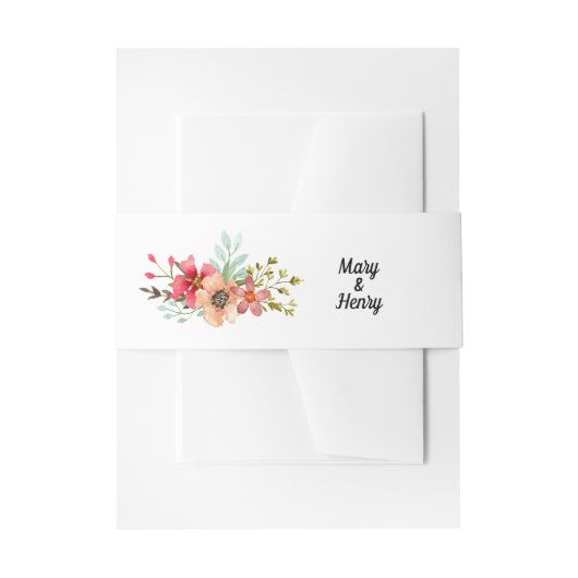 Moderne Aquarellfarben Wildblumen Bouquet Wedding Einladungsbanderole (Vorderseite Beispiel)