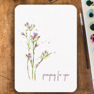 Moderne Aquarellfarben-Wildblumen Gebet für Sie Mitteilungskarte