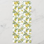 Moderne Aquarellfarben Zitronenfrüchte Hochzeit Menükarte (Rückseite)