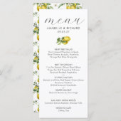 Moderne Aquarellfarben Zitronenfrüchte Hochzeit Menükarte (Vorne/Hinten)