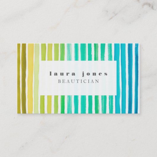 Moderne Aquarellfarbenstreifen Mode-Stylist Visitenkarte (Vorderseite)