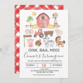 Moderne Aquarellfarm Einladung zum Geburtstag (Vorne/Hinten)