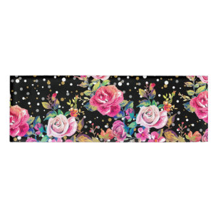 Moderne Aquarellfeder mit Blumen- und Goldpunkten Namenschild