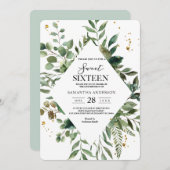 Moderne Aquarellflächen Rahmen & Gold Punkte Einladung (Vorne/Hinten)