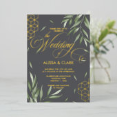 Moderne Aquarellfoliage fett geometrische Akzente Folieneinladung (Stehend vorne)
