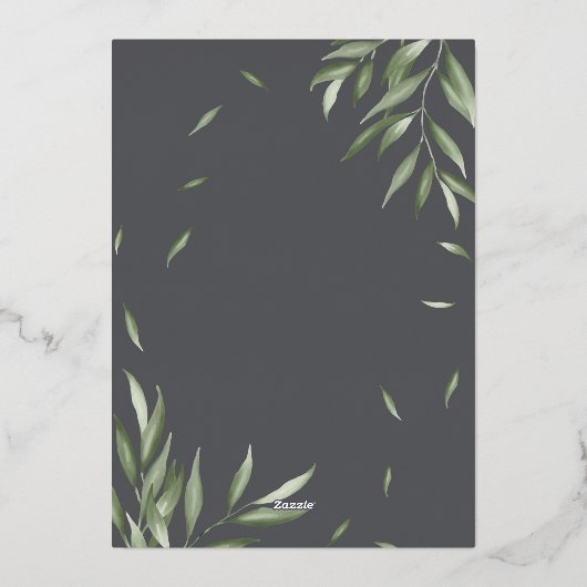 Moderne Aquarellfoliage fett geometrische Akzente Folieneinladung (Rückseite)