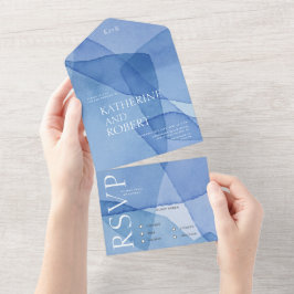 Moderne Aquarellformen Hochzeit All In One Einladung