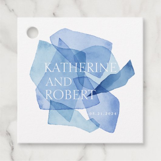 Moderne Aquarellformen Hochzeitsmonogramm Geschenkanhänger (Vorderseite)