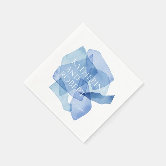 Moderne Aquarellformen Hochzeitsmonogramm Serviette (Ecke)