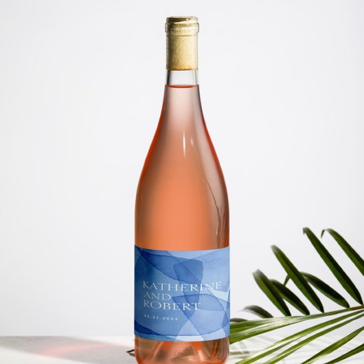 Moderne Aquarellformen Hochzeitsmonogramm Weinetikett