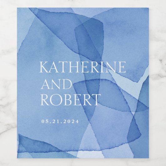 Moderne Aquarellformen Hochzeitsmonogramm Weinetikett (Einzelnes Label)