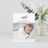 Moderne Aquarellfox-Fotos Geburt Ankündigungspostkarte (Stehend Vorderseite)