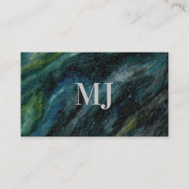Moderne Aquarellgalaxie Handgemalt Monogramm Visitenkarte