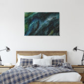 Moderne Aquarellgalaxie Handgestrichen Blau Leinwanddruck (Insitu (Schlafzimmer))