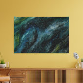 Moderne Aquarellgalaxie Handgestrichen Blau Leinwanddruck (Insitu (Wohnzimmer))