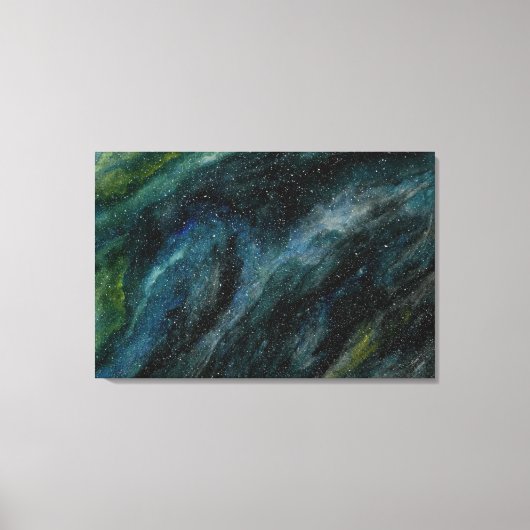 Moderne Aquarellgalaxie Handgestrichen Blau Leinwanddruck (Vorderseite)