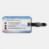 Moderne Aquarellgebirge Fuji und Kirschblüte Gepäckanhänger (Rückseite horizontal)