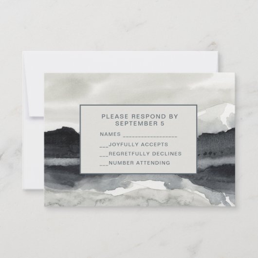 Moderne Aquarellgebirge RSVP Card Indigocreme (Vorderseite)