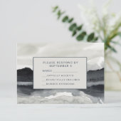 Moderne Aquarellgebirge RSVP Card Indigocreme Karte (Stehend Vorderseite)