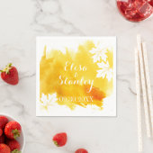 Moderne Aquarellgelbe Hochzeit Serviette (Beispiel)