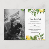 Moderne Aquarellgelbe Zitronen und Leaf Ankündigungspostkarte (Vorderseite)