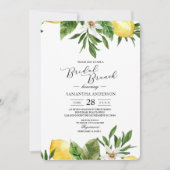 Moderne Aquarellgelbe Zitronen und Leaf Einladung (Vorderseite)