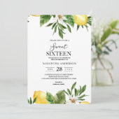 Moderne Aquarellgelbe Zitronen und Leaf Einladung (Stehend Vorderseite)