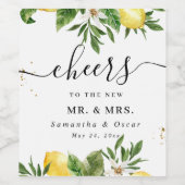 Moderne Aquarellgelbe Zitronen und Leaf Weinetikett (Einzelnes Label)