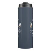 Moderne Aquarellgetränke mit blauer Bachelorette Thermosbecher (Vorderseite)