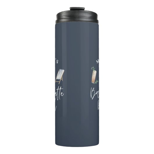 Moderne Aquarellgetränke mit blauer Bachelorette Thermosbecher (Vorderseite)