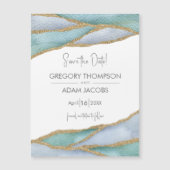 Moderne Aquarellgoldakzente speichern den Datums-M Magnetkarte (Vorderseite)