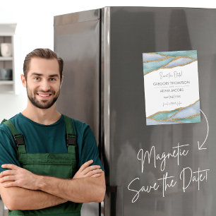 Moderne Aquarellgoldakzente speichern den Datums-M Magnetkarte