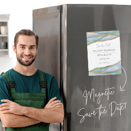 Moderne Aquarellgoldakzente speichern den Datums-M Magnetkarte