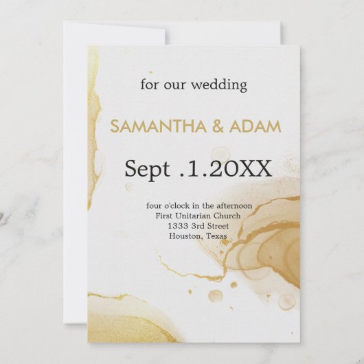 Moderne Aquarellgoldfarben Save the Date Einladung (Rückseite)
