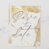 Moderne Aquarellgoldfarben Save the Date Einladung (Vorne/Hinten)