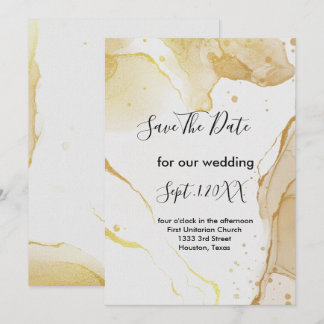 Moderne Aquarellgoldfarben Save the Date Einladung