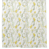 Moderne Aquarellgröne Wildblumen Duschvorhang (Vorderseite)