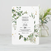 Moderne Aquarellgrün Eukalyptus Grünrahmen Einladung (Stehend Vorderseite)
