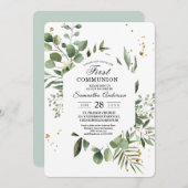 Moderne Aquarellgrün Eukalyptus Grünrahmen Einladung (Vorne/Hinten)