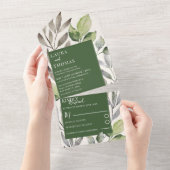 Moderne Aquarellgrüne Emerald Wedding All In One Einladung (Abreißen)