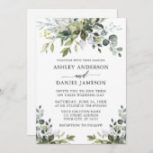 Moderne Aquarellgrüne Hochzeitskalligraphie Einladung (Vorne/Hinten)