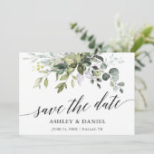 Moderne Aquarellgrüne Kalligraphie Save The Date (Stehend Vorderseite)