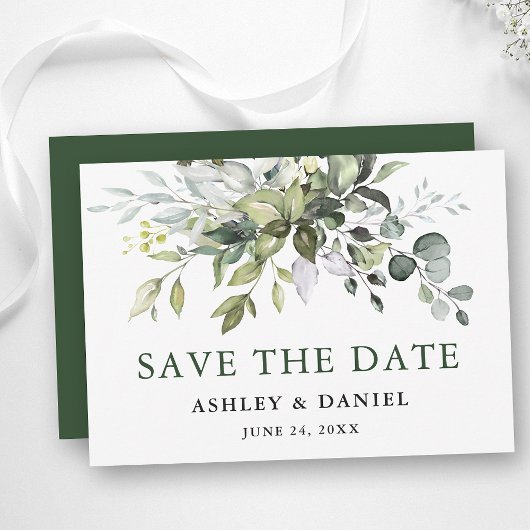 Moderne Aquarellgrüne Save The Date