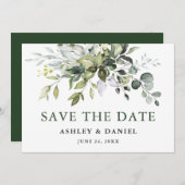 Moderne Aquarellgrüne Save The Date (Vorne/Hinten)