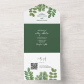 Moderne Aquarellgrüne Smaragdgrüne Hochzeit All In One Einladung (Innen Boden)