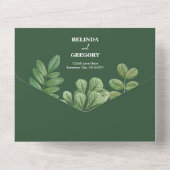 Moderne Aquarellgrüne Smaragdgrüne Hochzeit All In One Einladung (Rückseite)